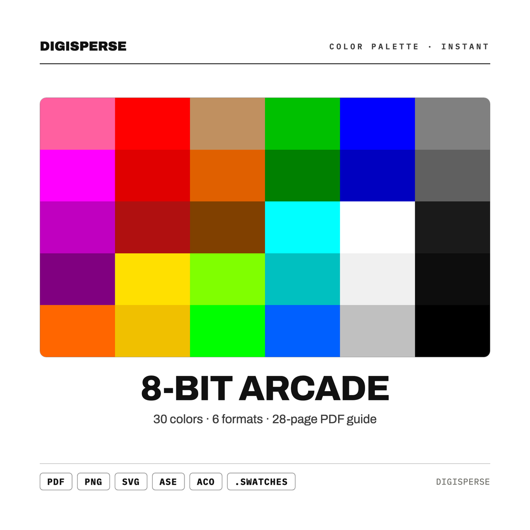 8-Bit Arcade Color Palette — every swatch at a glance (classic hero)