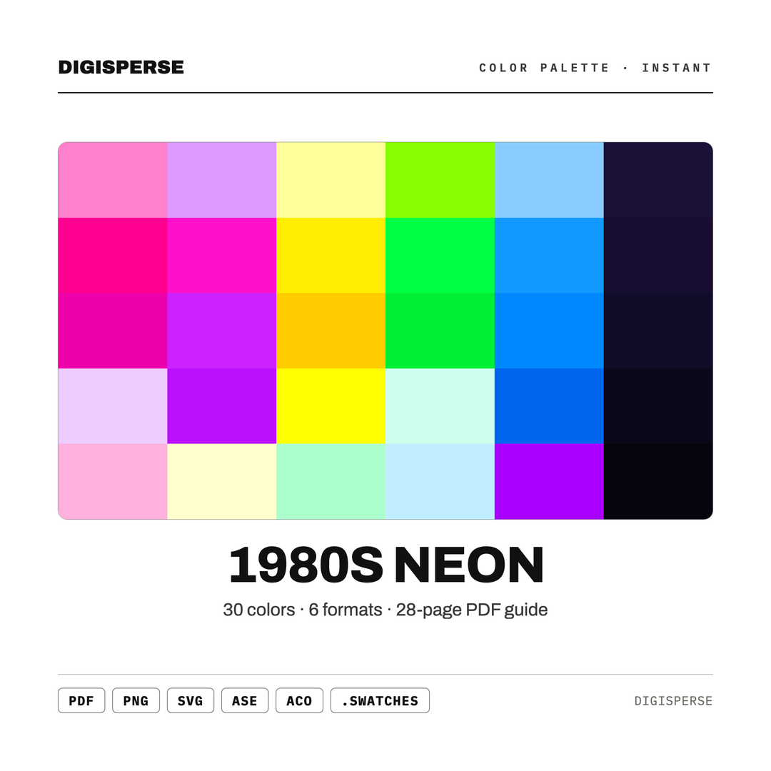 1980s Neon Color Palette — every swatch at a glance (classic hero)