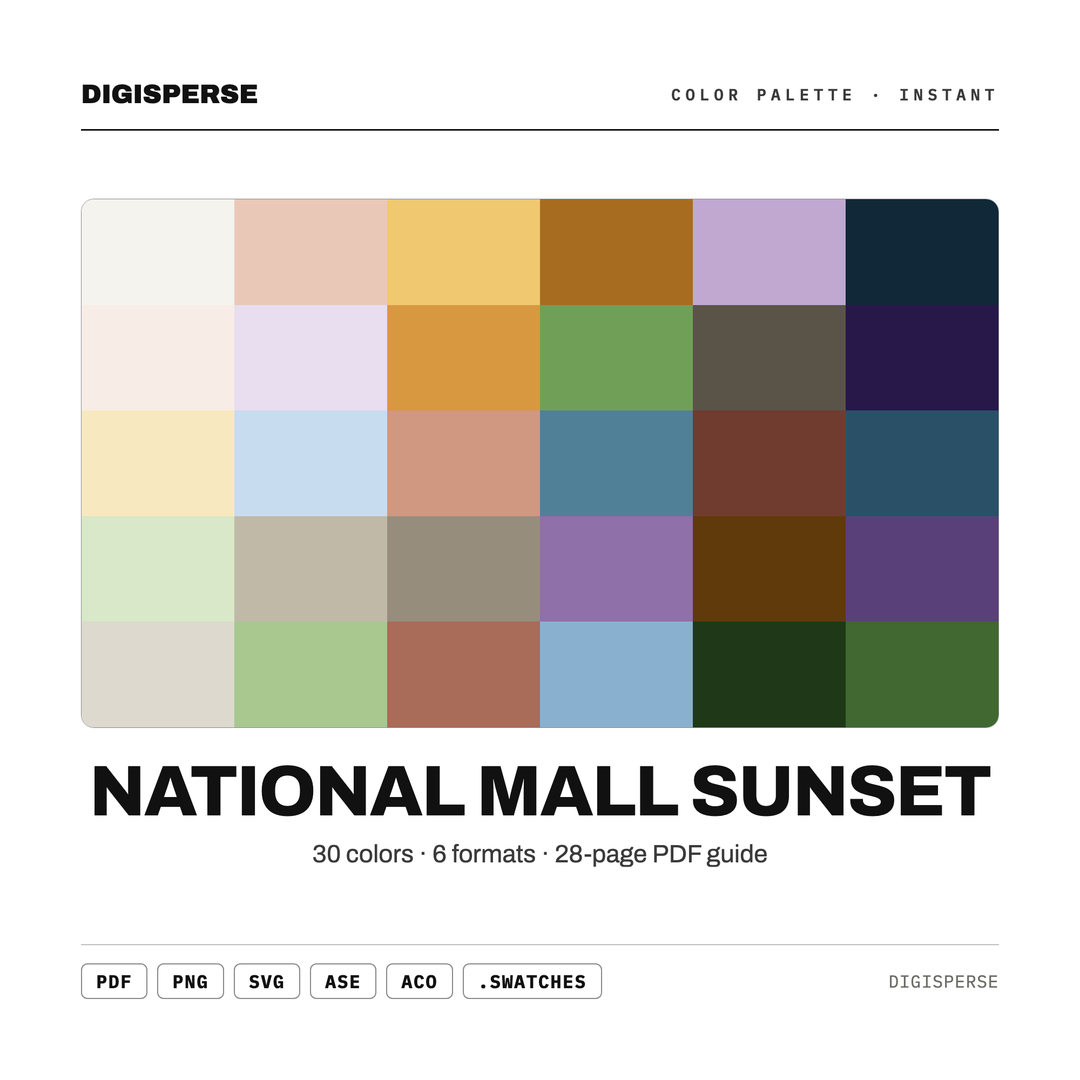 National Mall Sunset — every swatch at a glance (classic hero)
