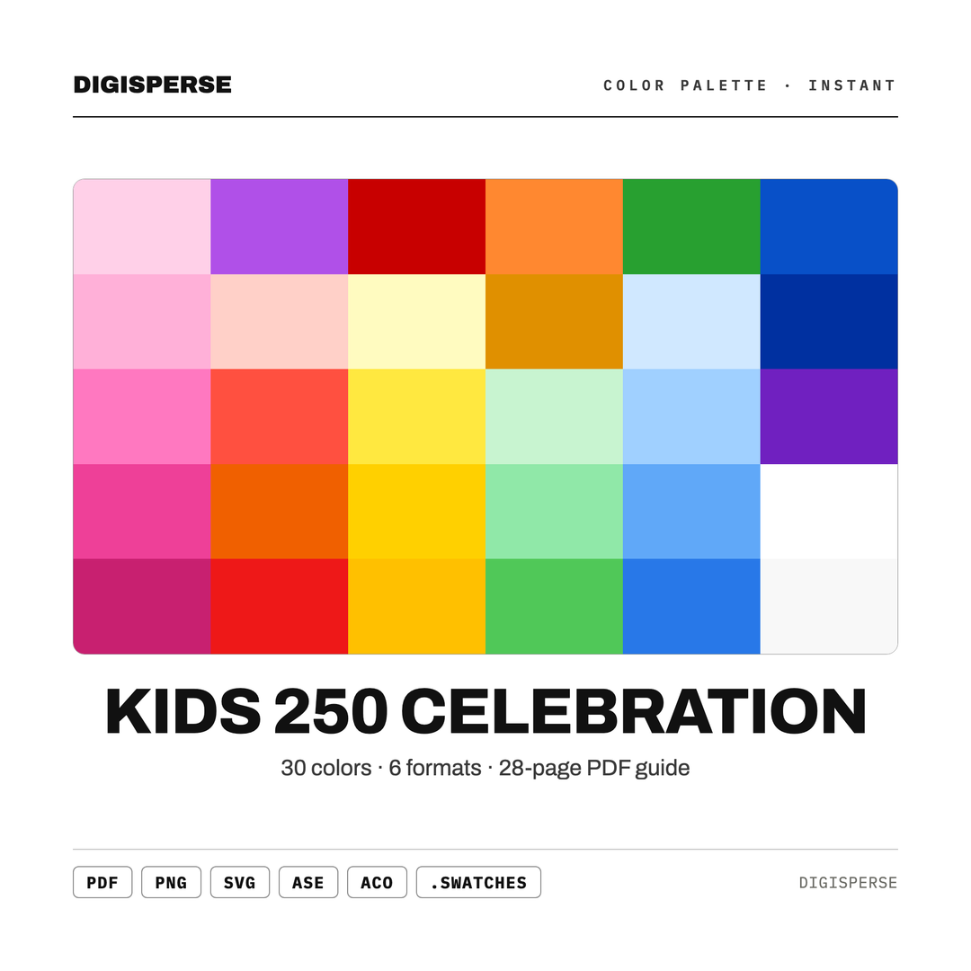 Kids 250 Celebration — every swatch at a glance (classic hero)