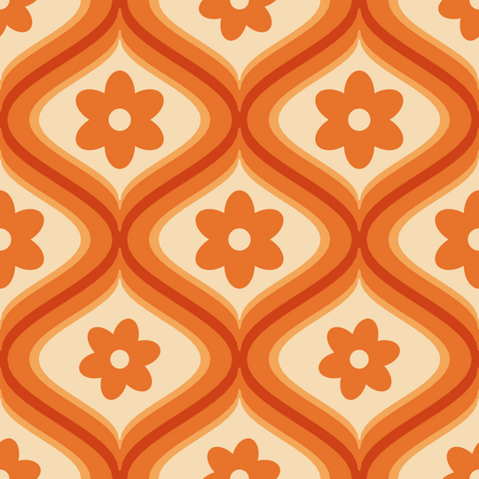 Seamless pattern tile — amber butter groovy flower ogee
