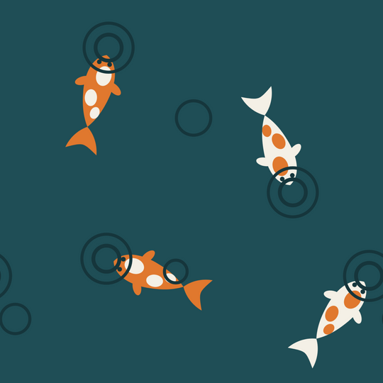 Seamless pattern tile — amber petrol koi pond