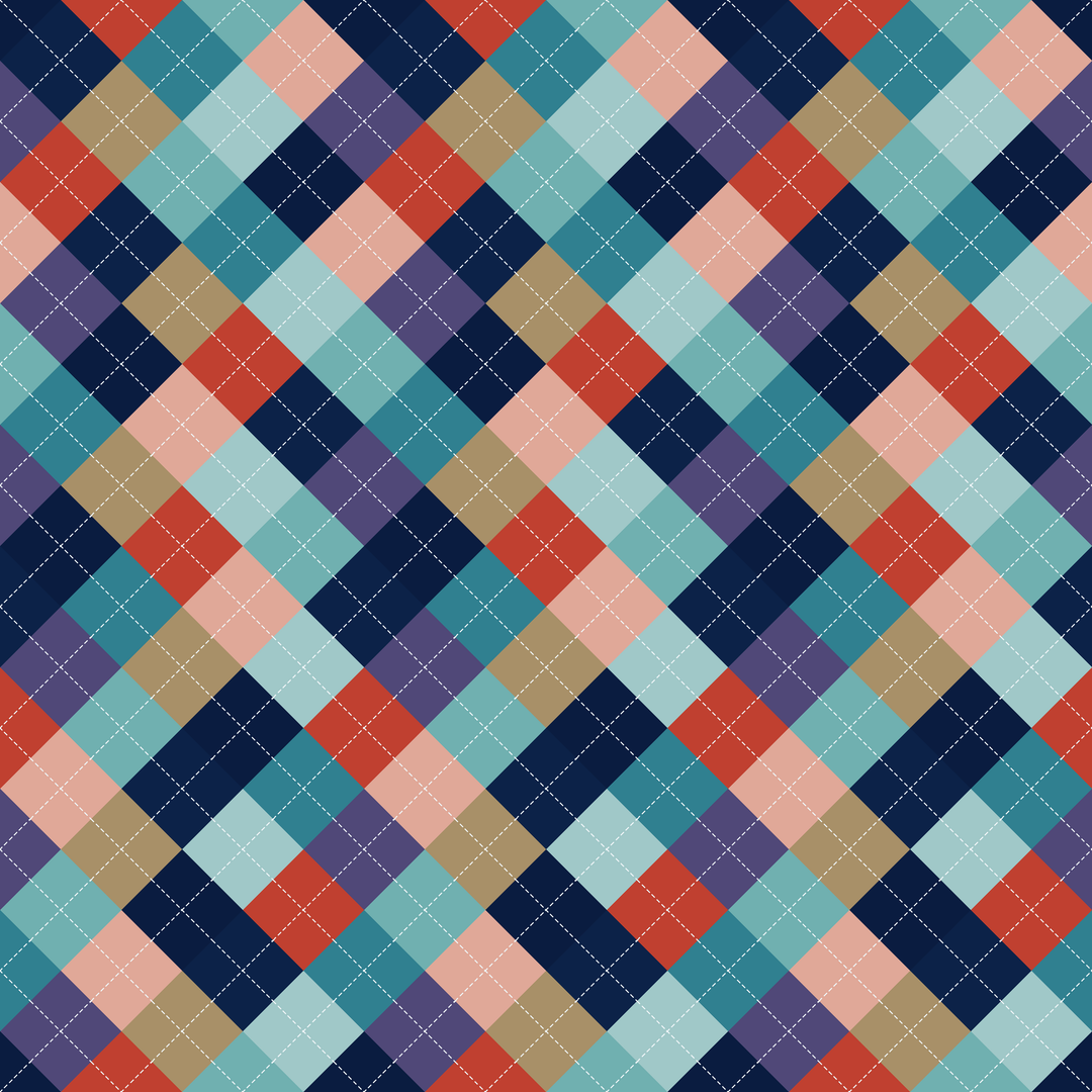Atlantic Twilight Waves Argyle seamless pattern set — main preview