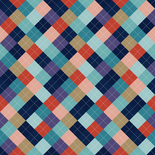 Atlantic Twilight Waves Argyle seamless pattern set — main preview