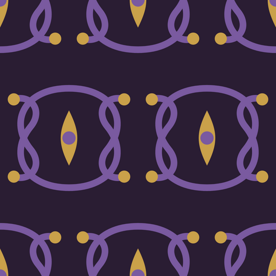 Seamless pattern tile — aubergine violet baroque scrollwork