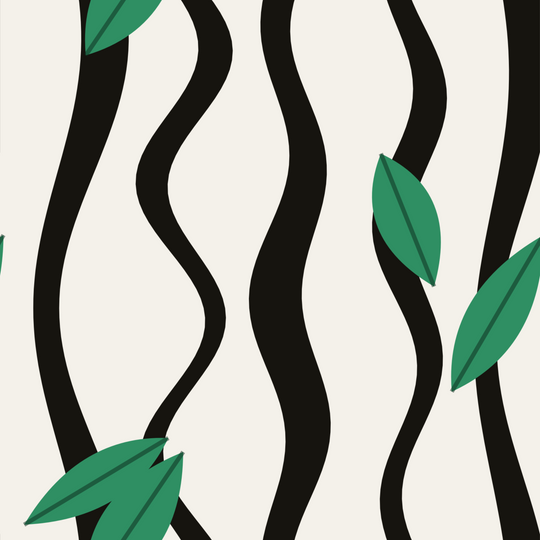 Seamless pattern tile — black ivory zebra tropical leaves