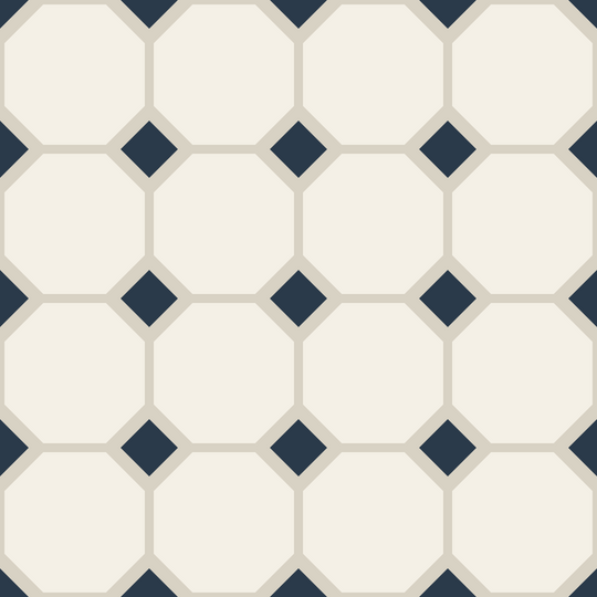 Seamless pattern tile — charcoal oatmeal octagon and dot