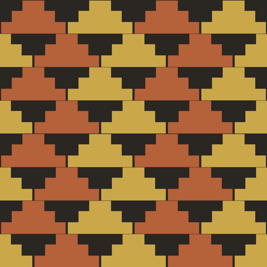 Seamless pattern tile — charcoal terracotta ziggurat steps