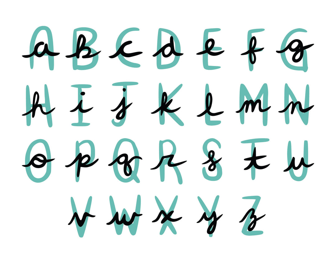 Cursive Letter Digital Stickers | 338 Pre-Cropped PNGs 13 Colors | GoodNotes Planner Sticker Book
