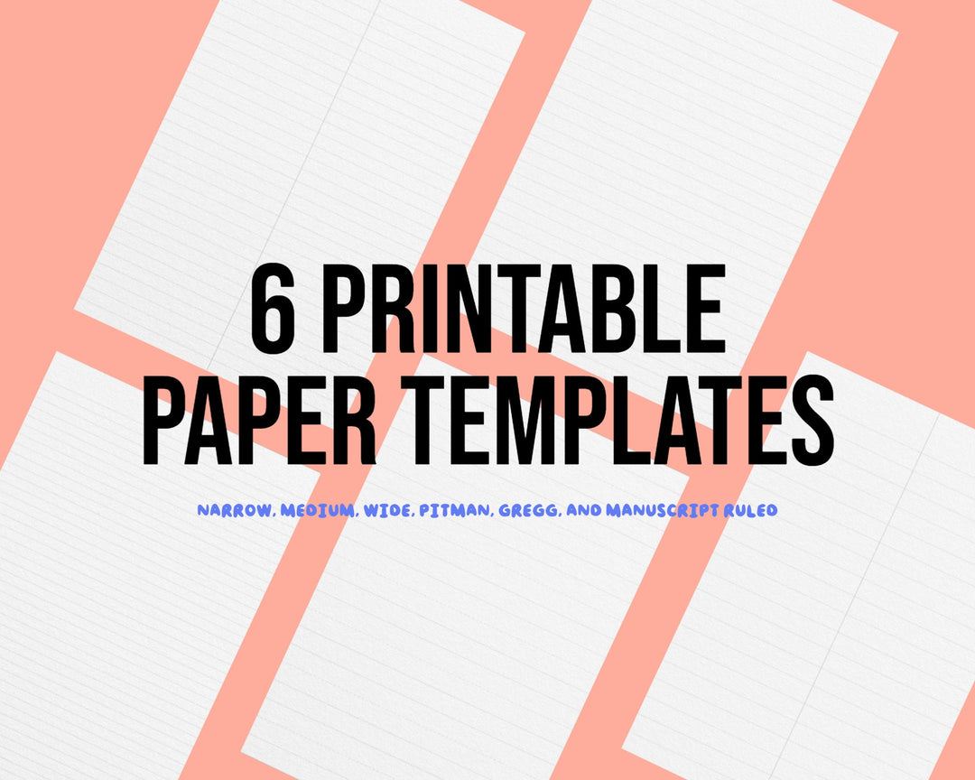 6 Portrait Printable Lined/Ruled Notepapers Bundle of Single Page PDFs