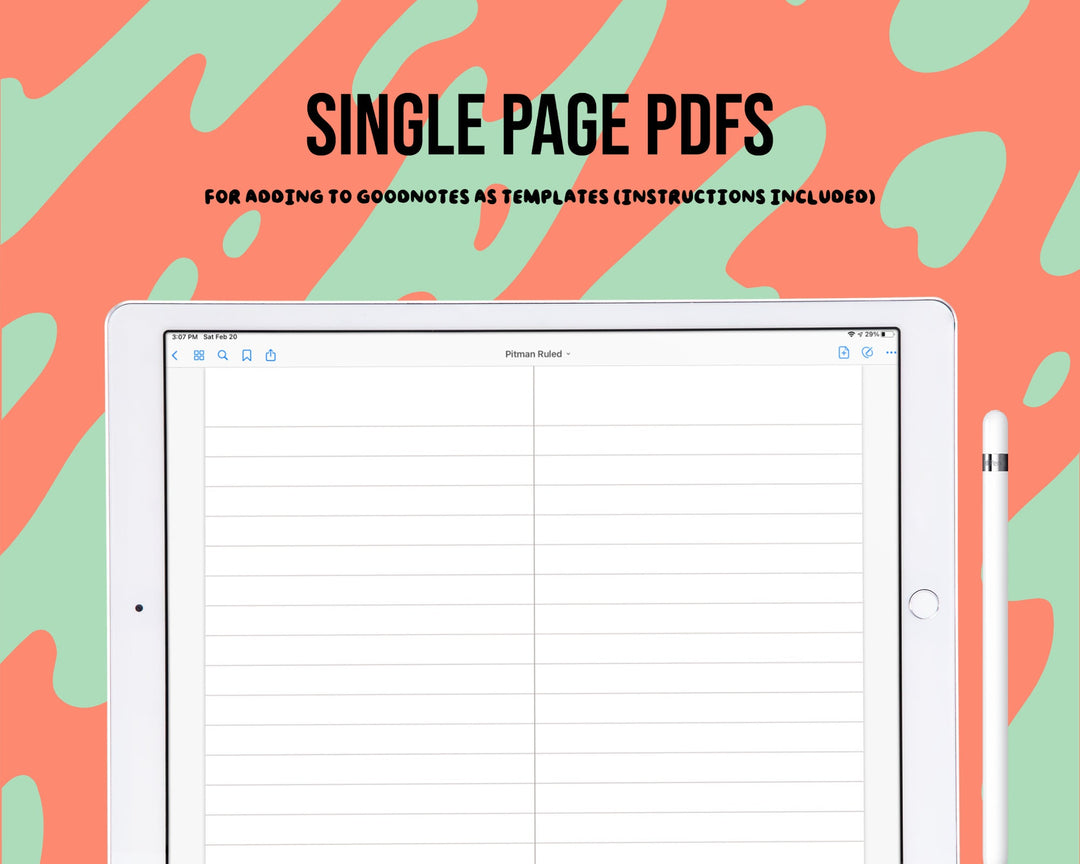 Landscape Lined Notepaper Bundle – 6 Page PDF for Goodnotes