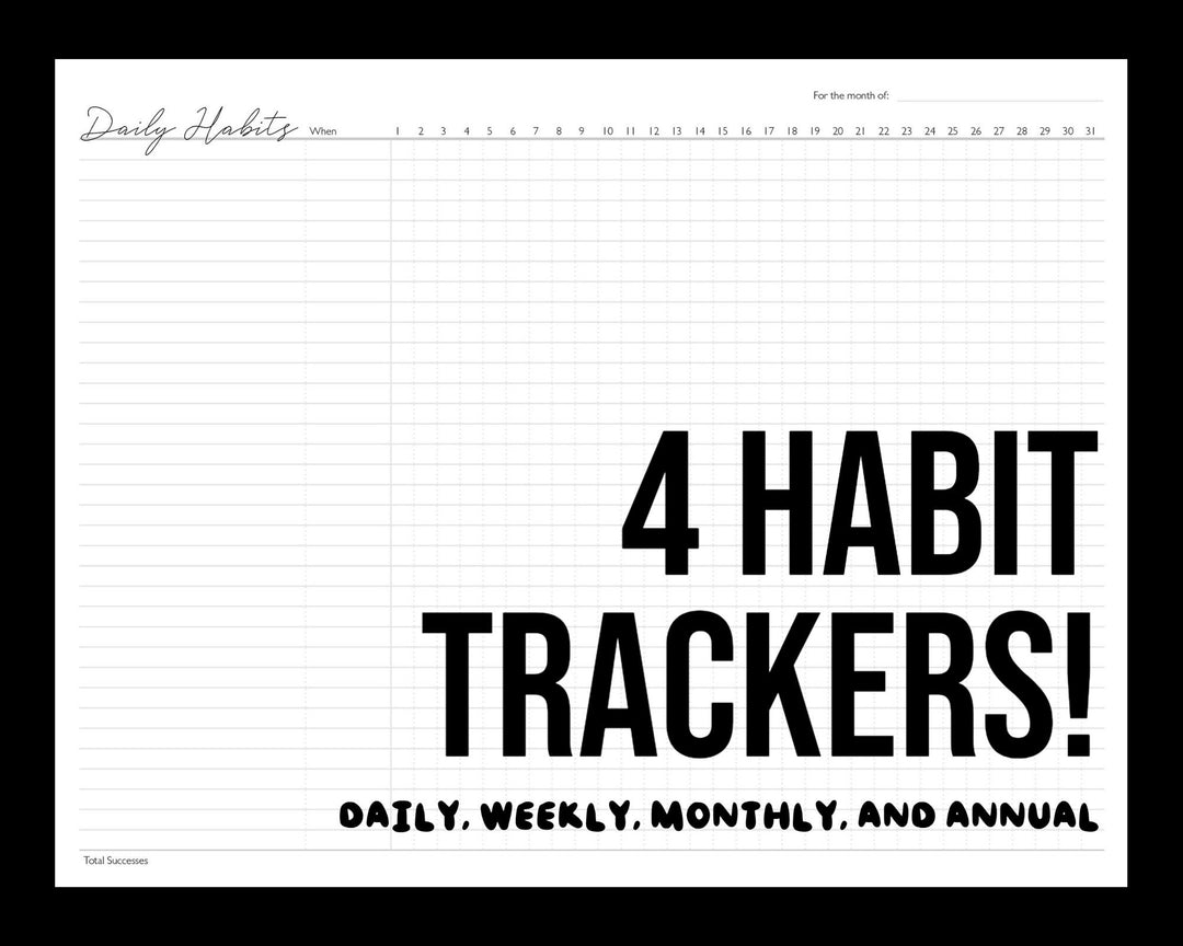 Habit Tracker Bundle – Daily, Weekly, Monthly, Annual (PDF)