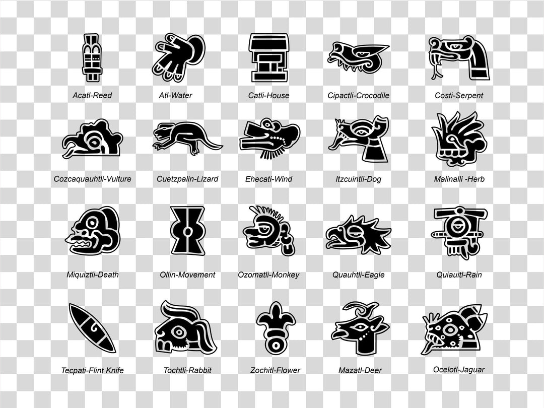 Aztec Glyphs Bundle | Includes 9 File Formats | For Design, Print, Die Cut, Sublimation, CNC