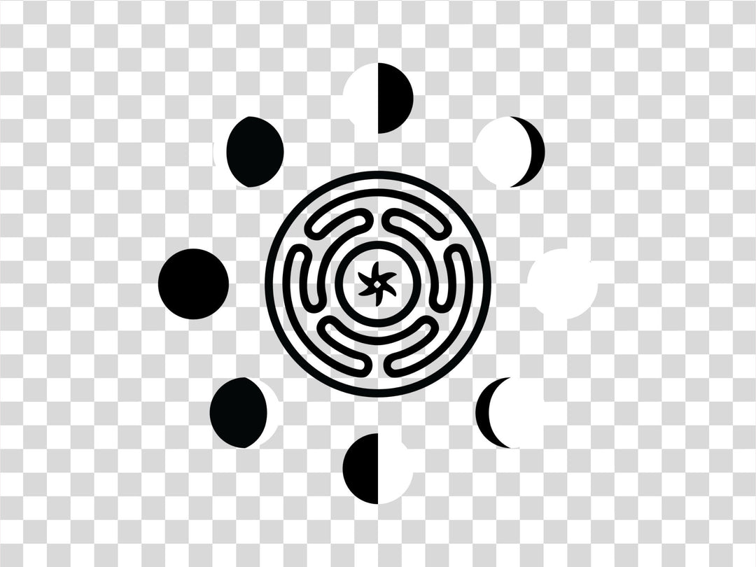 Hecate's Wheel & Moon Phases Graphic | Wiccan Pagan SVG, PNG, PDF