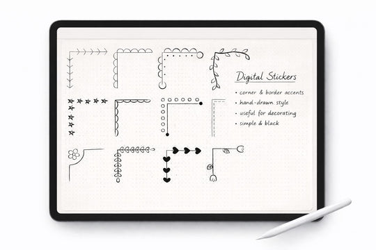 Corner Doodle Pack 1 | Digital Planning and Bullet Journaling Stickers | Cute, Decorative, Hand-drawn | PNGs & Goodnotes Collection