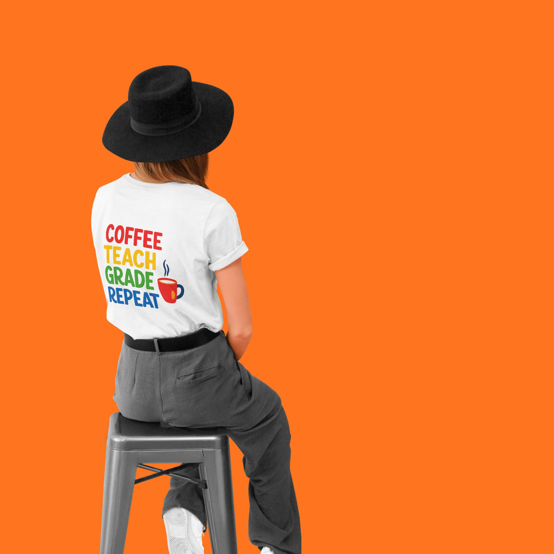 Coffee Teach Grade Repeat SVG PNG | Funny Teacher Shirt Design | Cricut Silhouette | Back to School