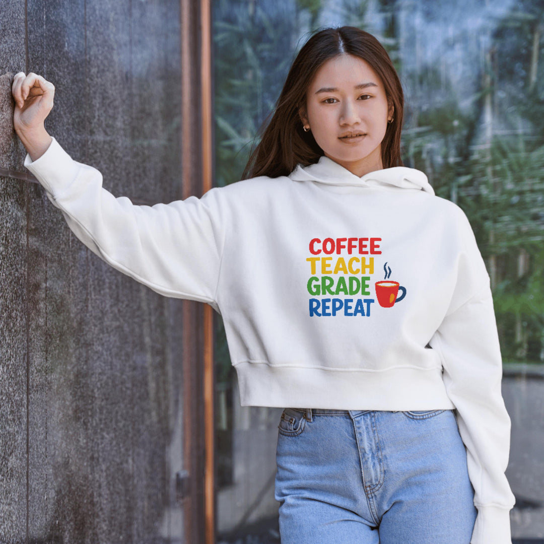 Coffee Teach Grade Repeat SVG PNG | Funny Teacher Shirt Design | Cricut Silhouette | Back to School