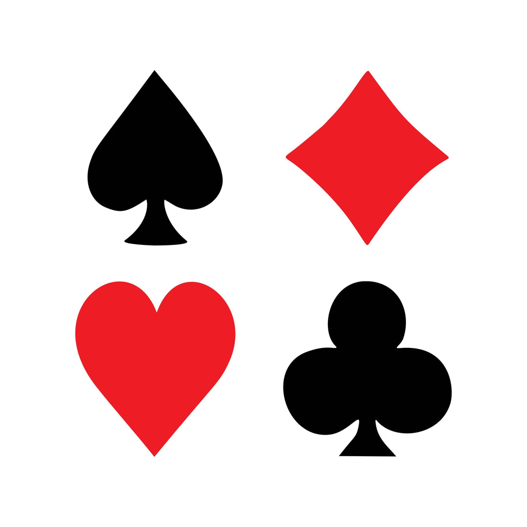 Card Suit Symbols PNG | Spade Heart Diamond Club Clipart | Poker & Playing Card Graphics | Transparent + White Background