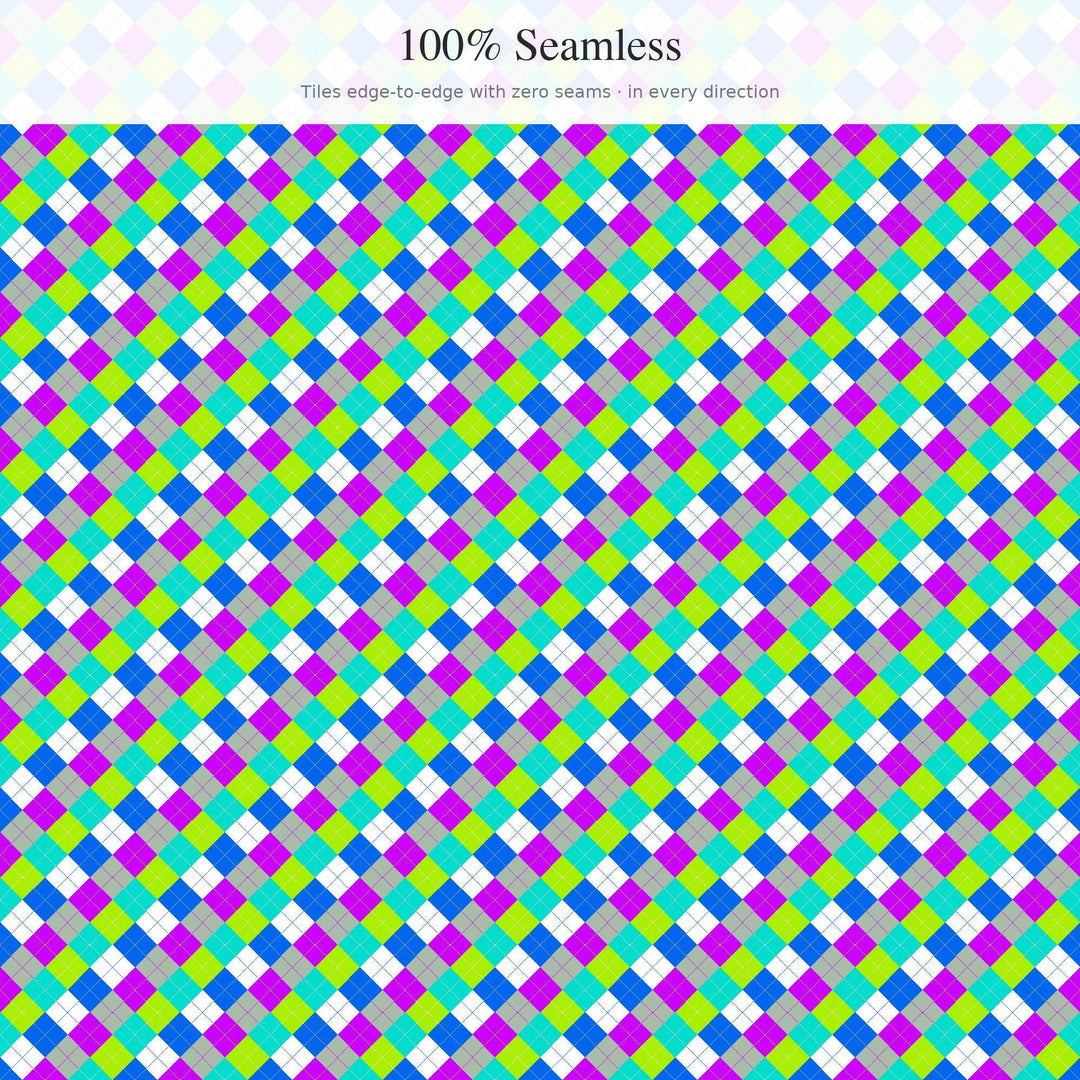 Acid Wash Argyle Digital Paper for 90s Craft Projects, Seamless Denim Diamond Lattice for Fabric and Scrapbooking