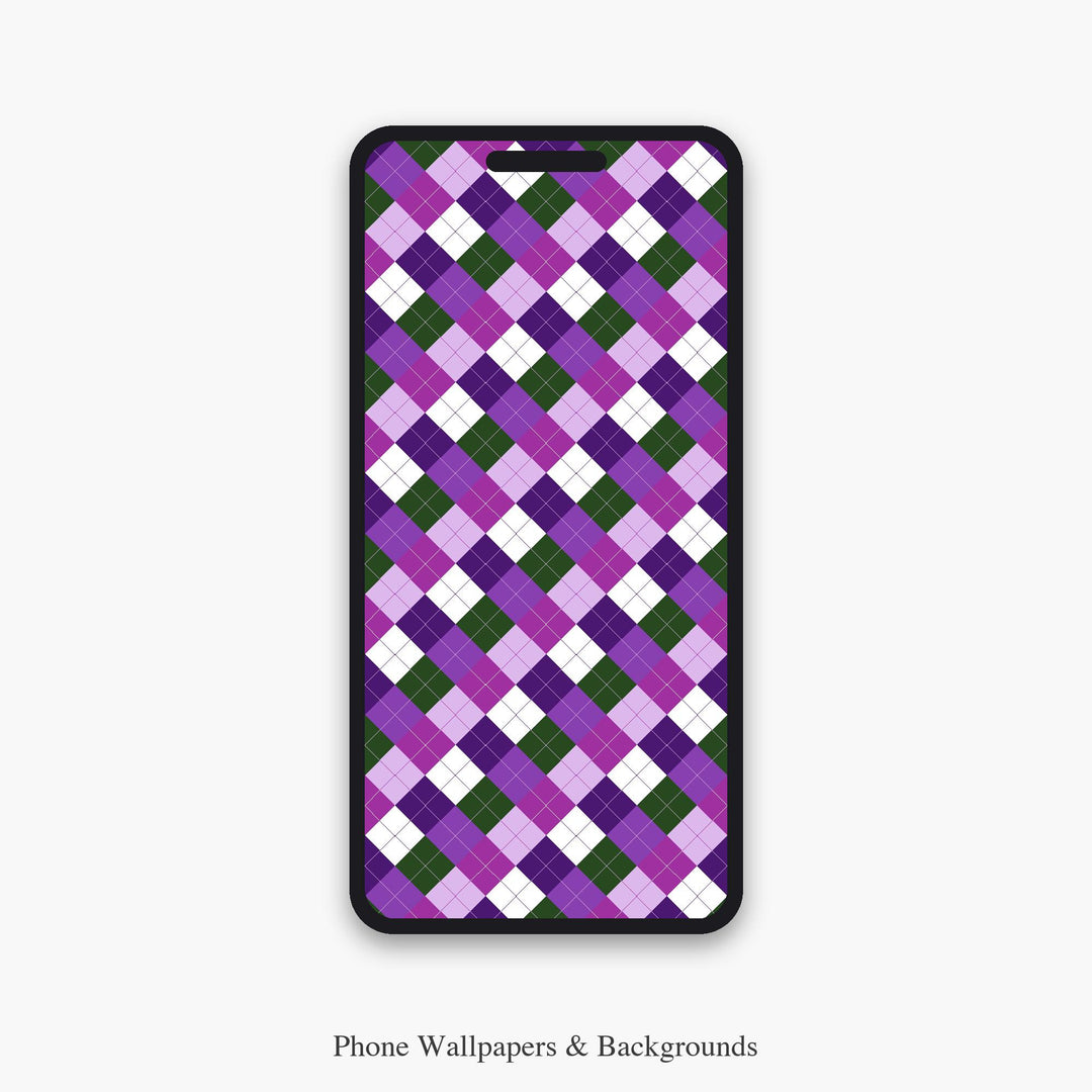African Violet Argyle Digital Paper for Floral Craft Projects, Seamless Purple Diamond Lattice for Fabric and Scrapbooking