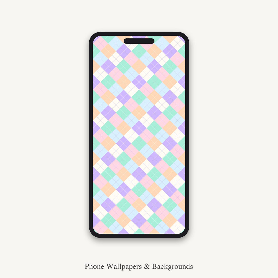 Anime Pastel Argyle Digital Paper for Kawaii Craft Projects, Seamless Bright Diamond Lattice for Fabric Printing and Scrapbooking