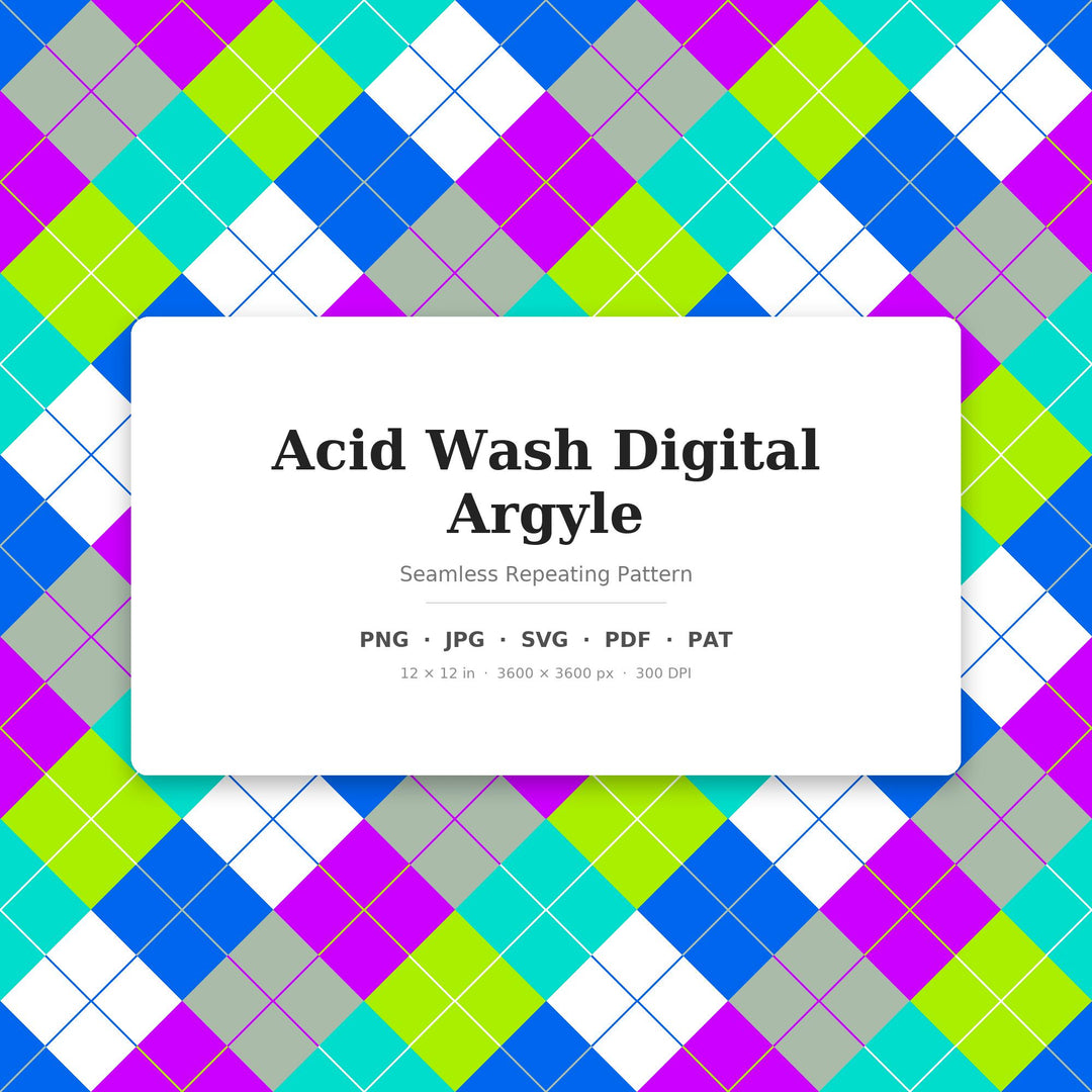 Acid Wash Argyle Digital Paper for 90s Craft Projects, Seamless Denim Diamond Lattice for Fabric and Scrapbooking