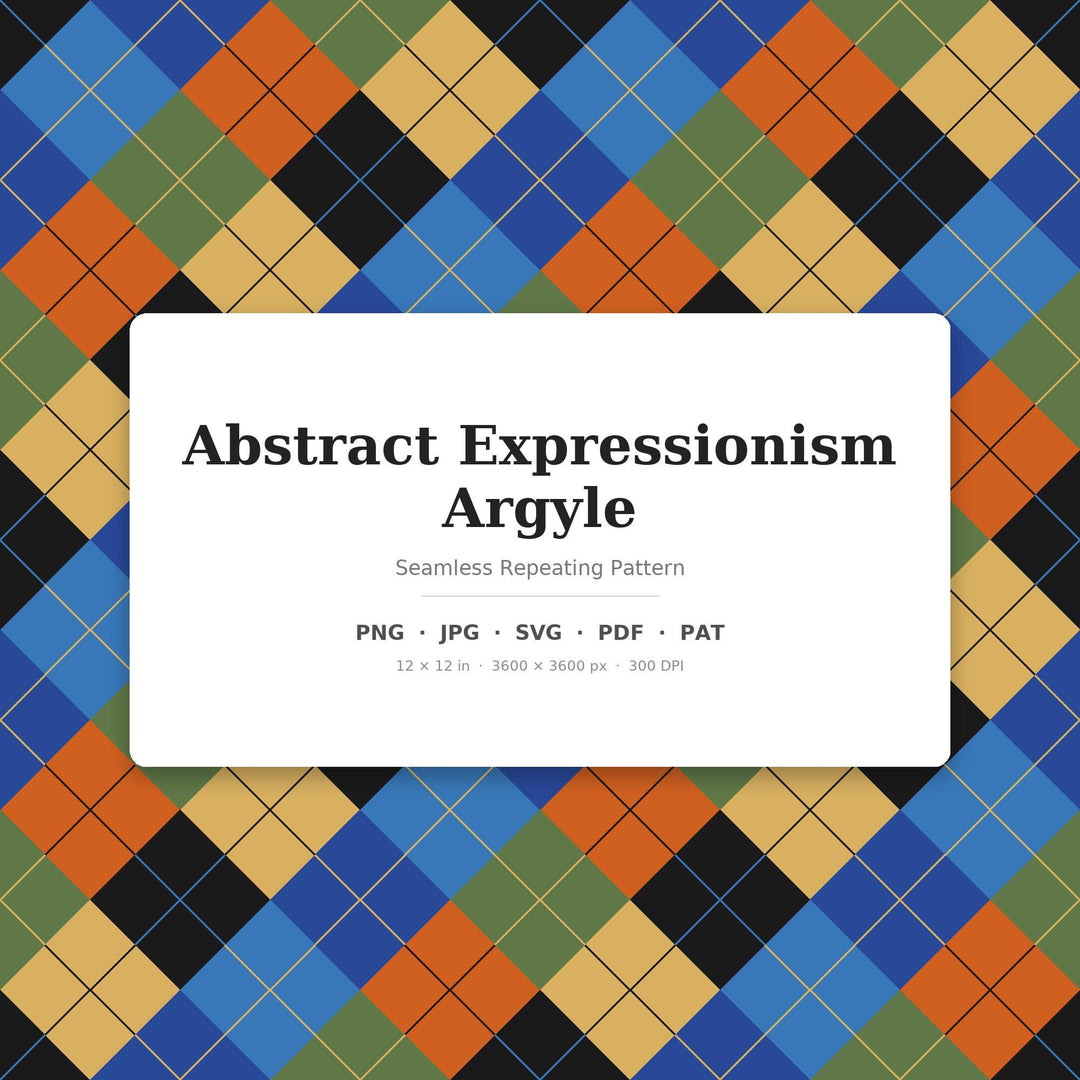 Abstract Expressionism Argyle Digital Paper for Bold Artistic Crafts, Seamless Painterly Diamond Check for Fabric and Collage Art