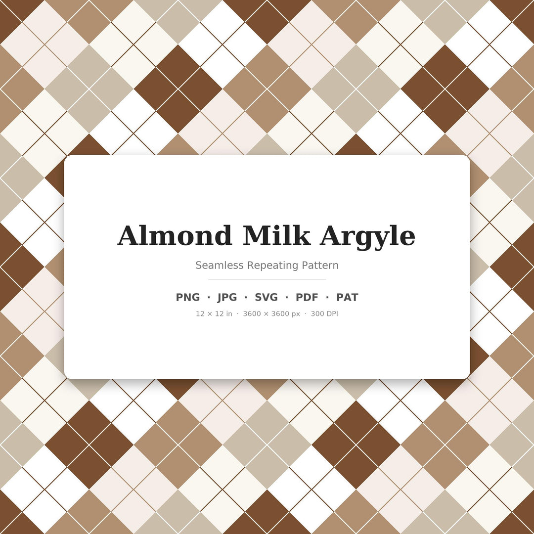 Almond Milk Argyle Digital Paper for Neutral Boho Crafts, Seamless Creamy Beige Diamond Check for Fabric and Minimalist Decor