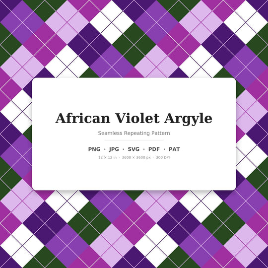 African Violet Argyle seamless pattern set — main preview
