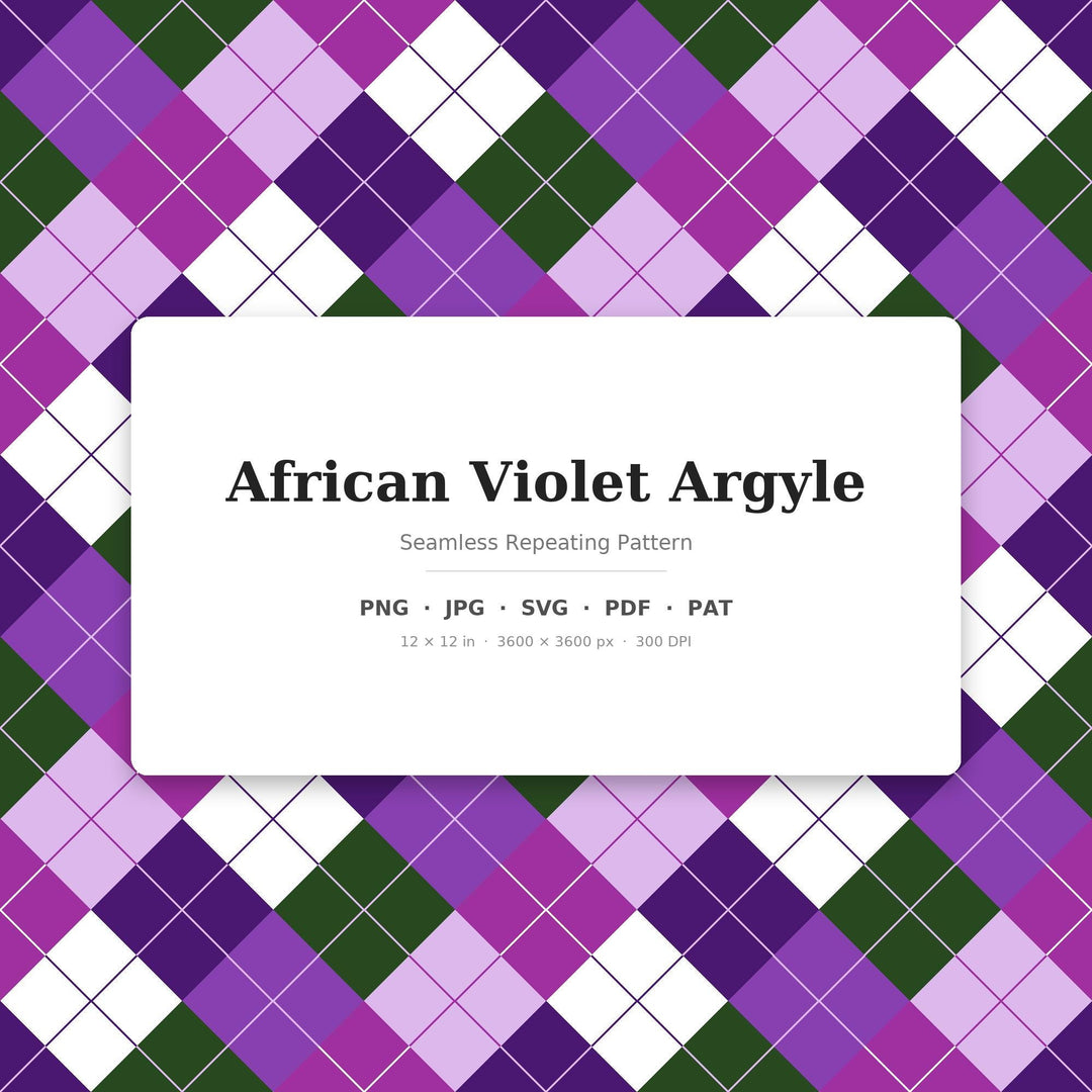 African Violet Argyle Digital Paper for Floral Craft Projects, Seamless Purple Diamond Lattice for Fabric and Scrapbooking