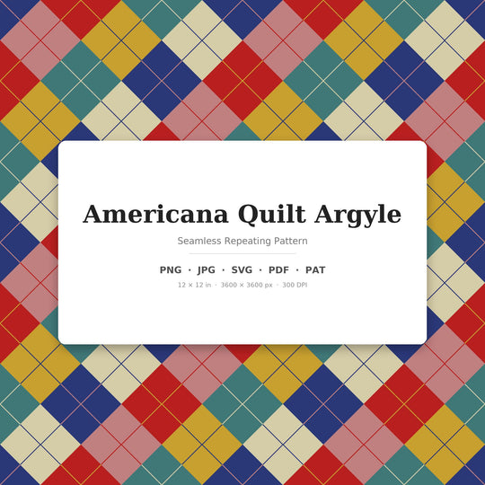 Americana Quilt Argyle seamless pattern set — main preview