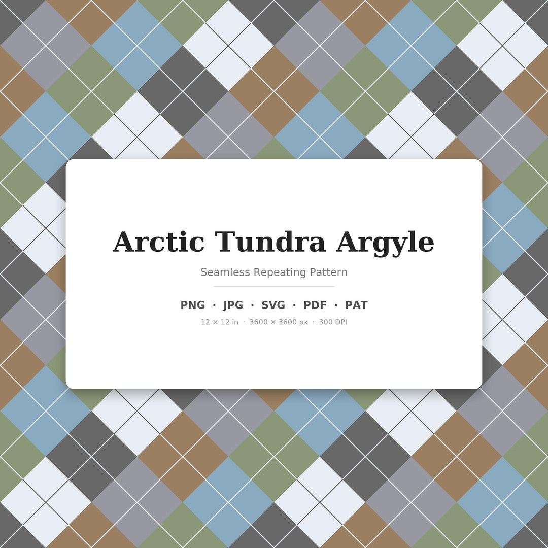 Arctic Tundra Argyle Digital Paper for Winter Craft Projects, Seamless Icy Diamond Check for Fabric Printing and Scrapbooking