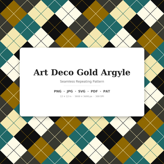 Art Deco Gold Argyle seamless pattern set — main preview