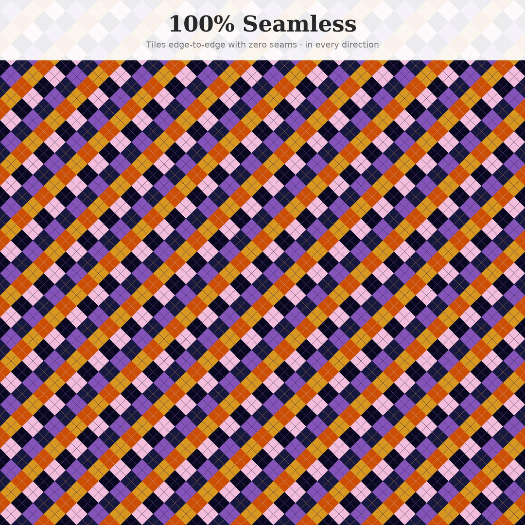 At Dawn Argyle Seamless Pattern | Multi-Color Repeating Fabric Design (Digital Download)