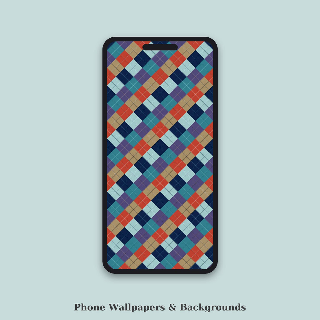 Atlantic Argyle Seamless Pattern | Multi-Color Atlantic Twilight Waves Argyle | .png .jpg .svg .pdf .pat | Digital Paper | Fabric & Surface