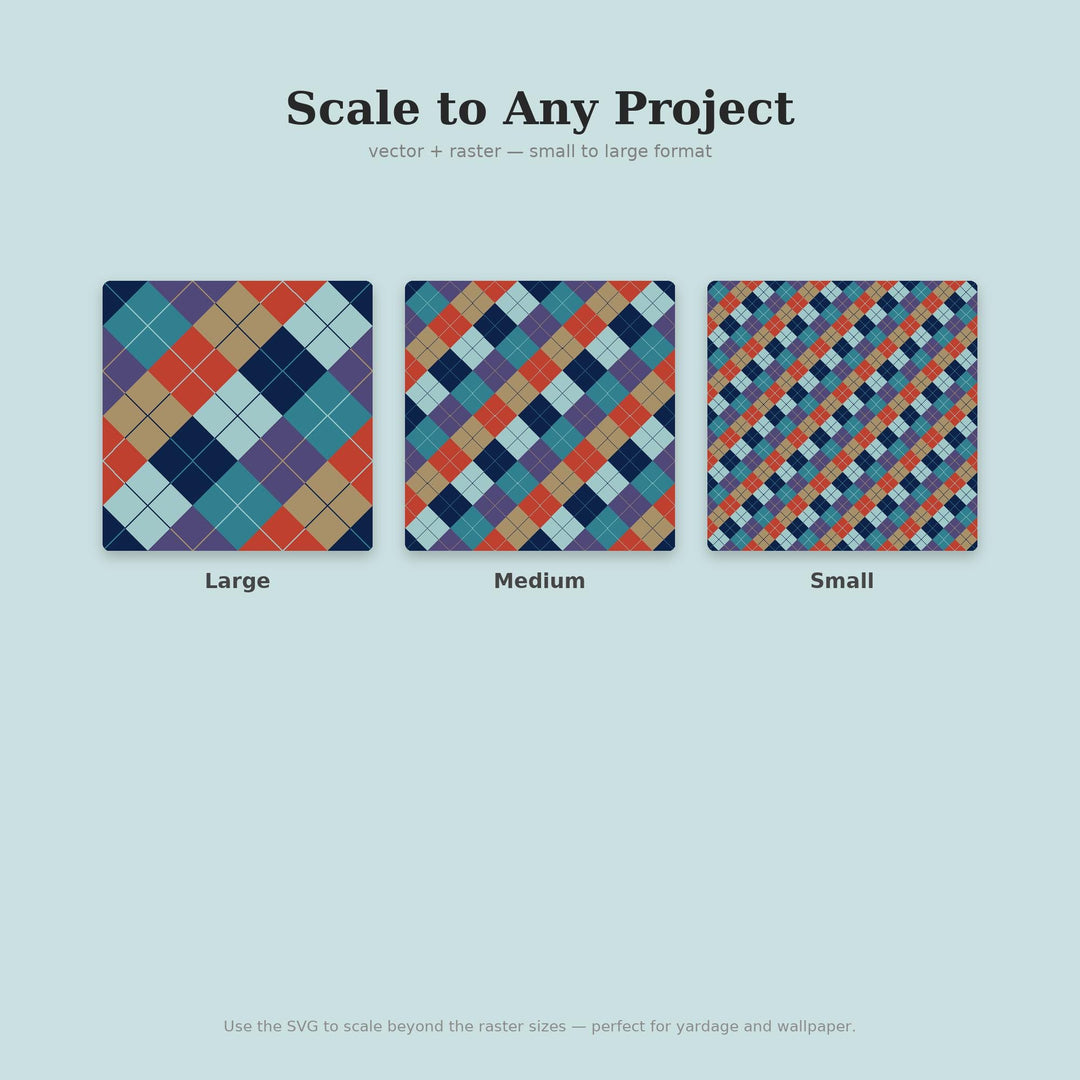 Atlantic Argyle Seamless Pattern | Multi-Color Atlantic Twilight Waves Argyle | .png .jpg .svg .pdf .pat | Digital Paper | Fabric & Surface