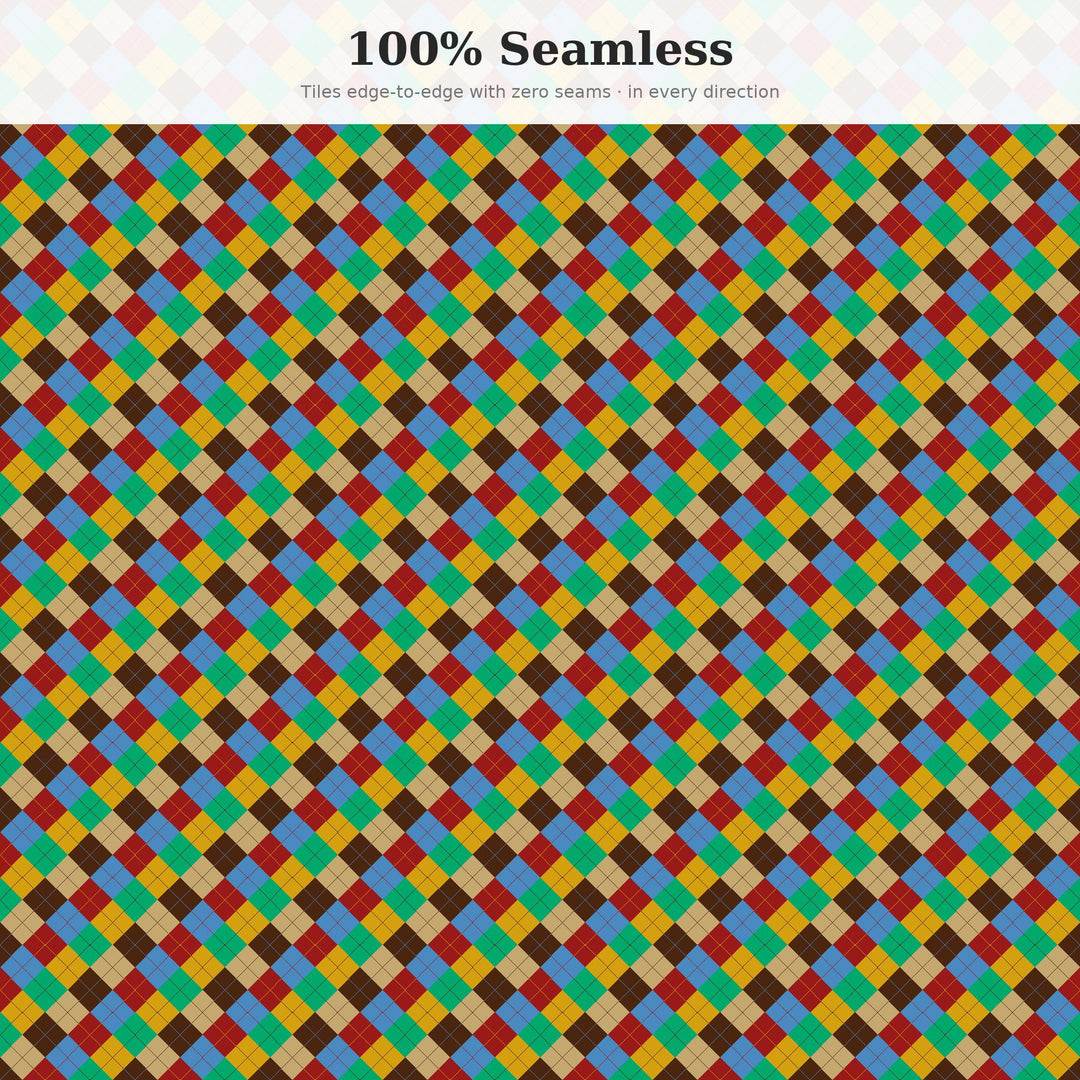Aztec Argyle Seamless Pattern | Multi-Color Aztec Empire Argyle | .png .jpg .svg .pdf .pat | Digital Paper | Fabric & Surface Design