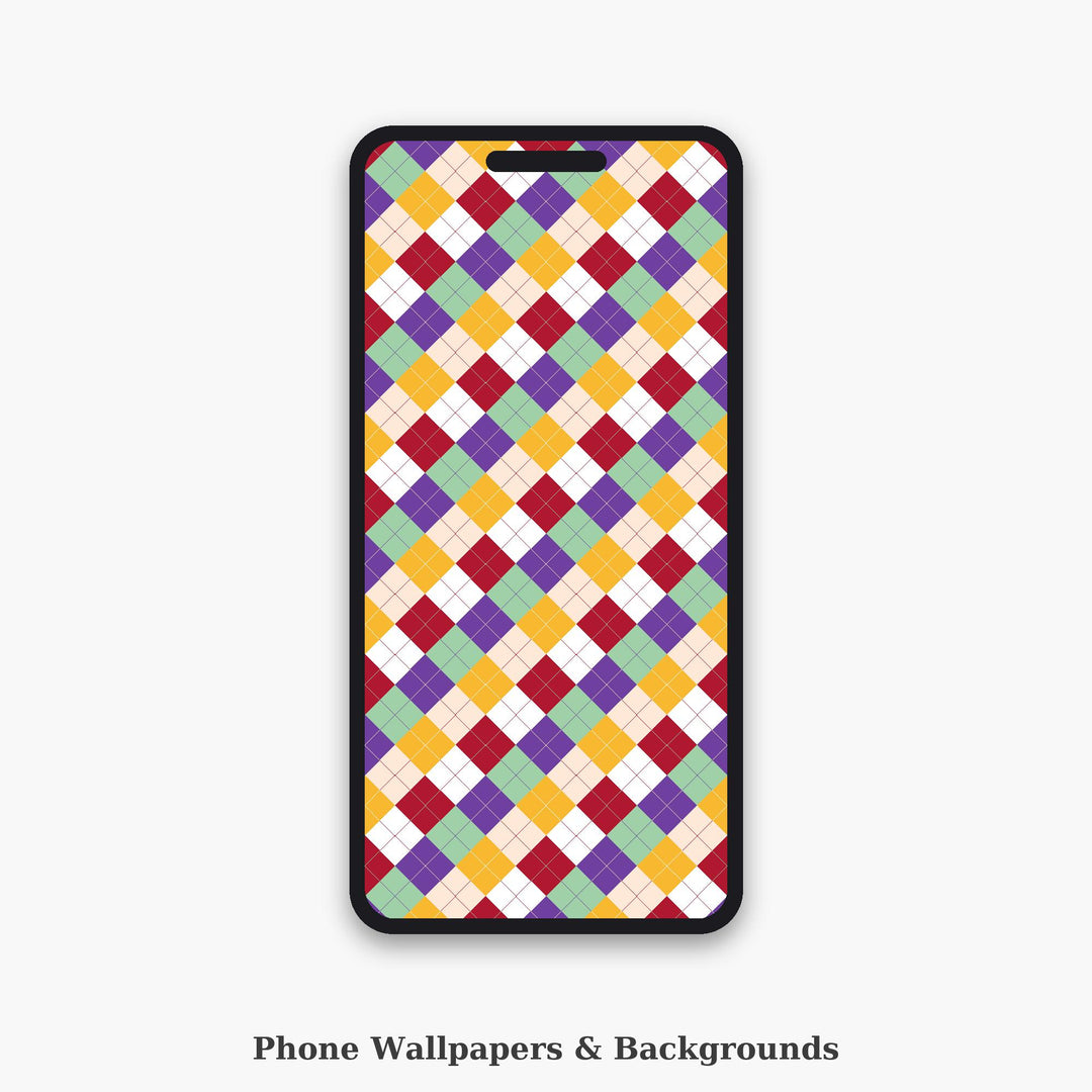 Bali Sunrise Argyle Seamless Pattern | Multi-Color Fabric Design (Digital Download)