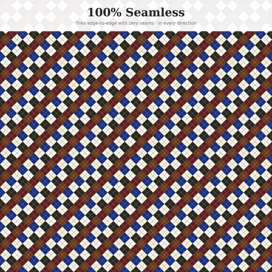 Baroque Argyle Seamless Pattern | Multi-Color Baroque Argyle | .png .jpg .svg .pdf .pat | Digital Paper | Fabric & Surface Design