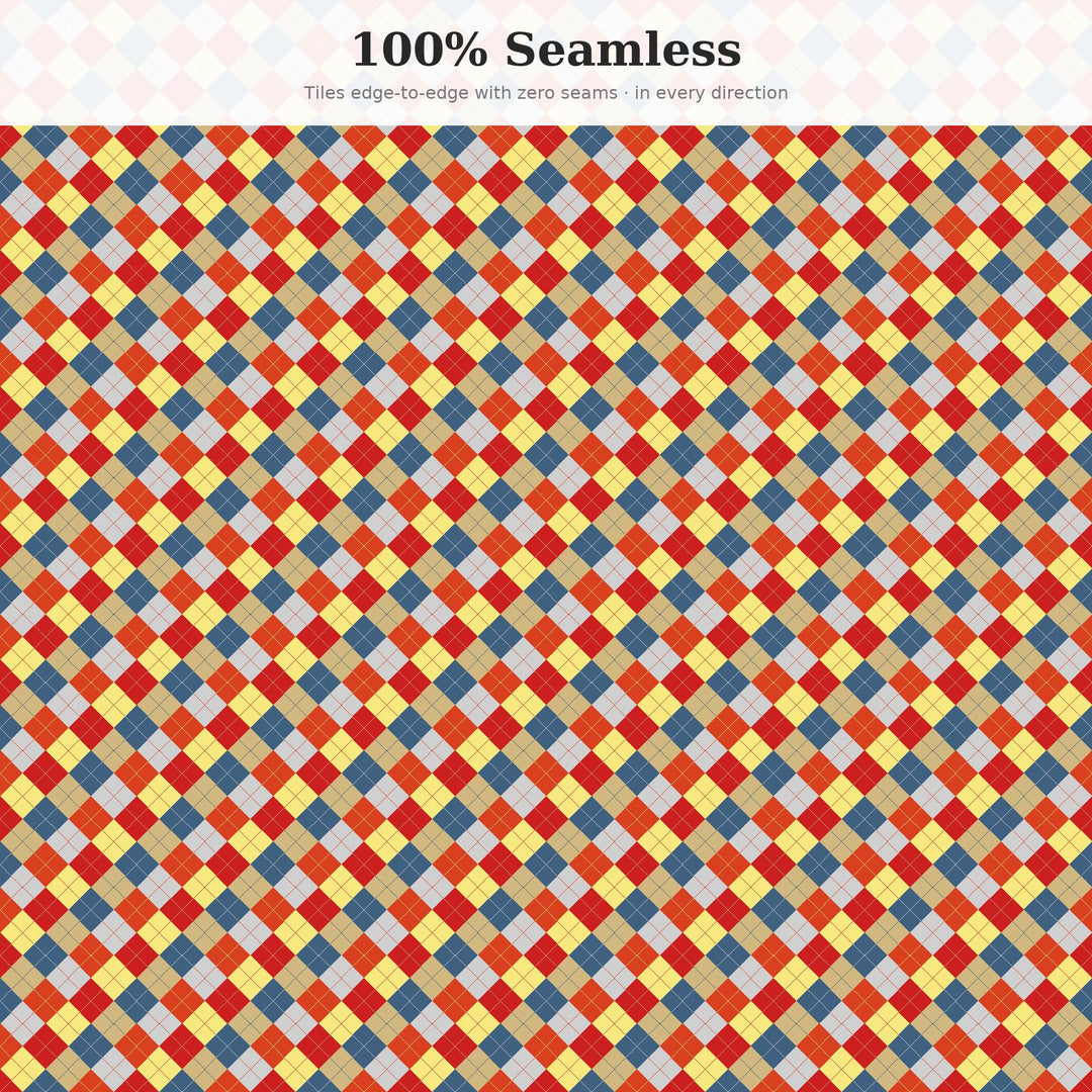Bauhaus Argyle Seamless Pattern | Multi-Color Fabric Design (Digital Download)