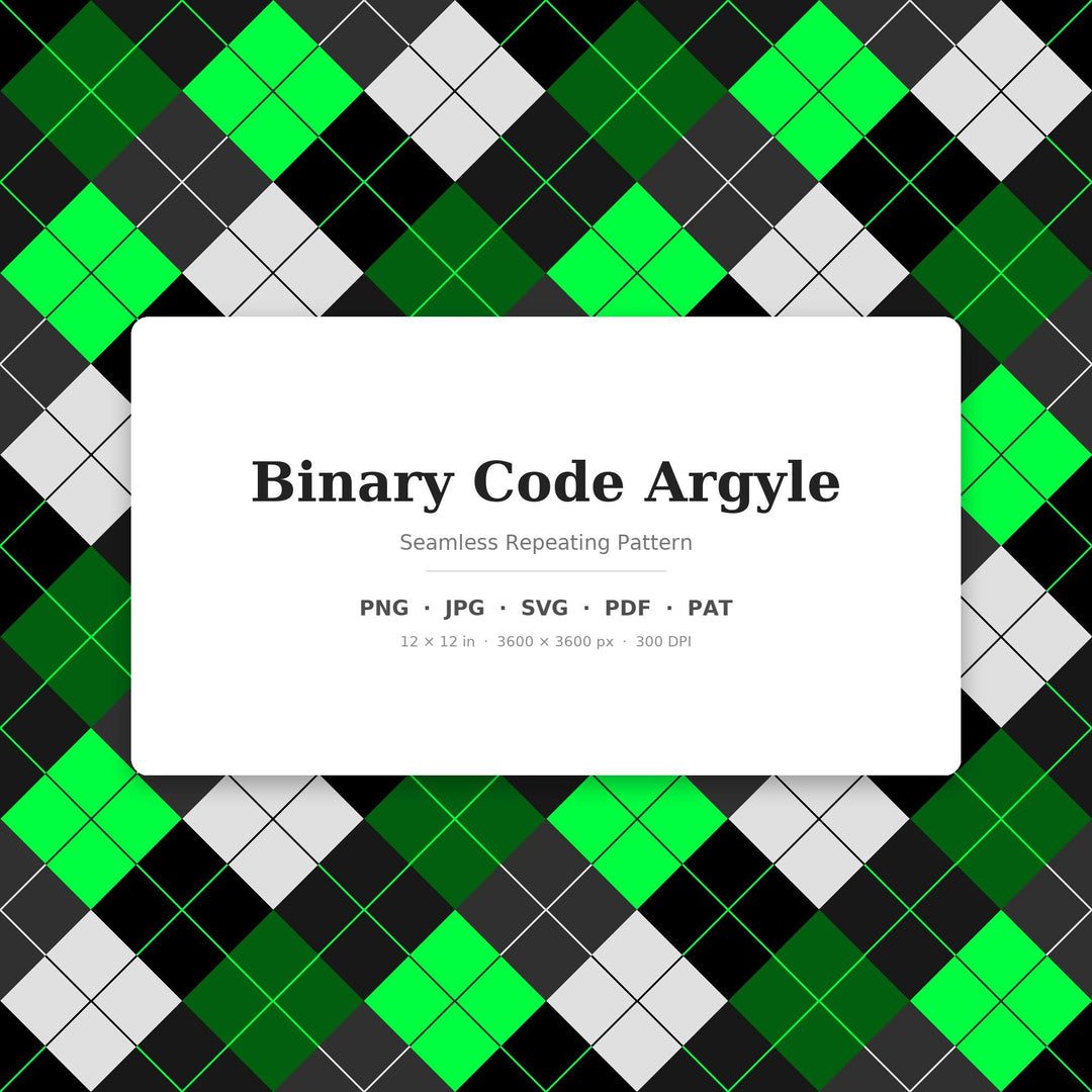 Binary Code Argyle Seamless Pattern | Multi-Color Digital Paper (svg, png, jpg, pdf, pat)