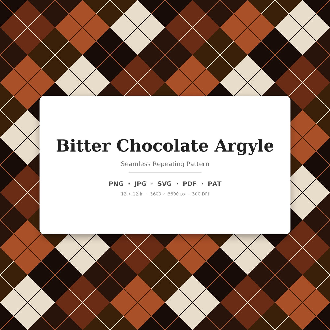 Bitter Chocolate Argyle Seamless Pattern | Fabric & Surface Design (Digital Download)