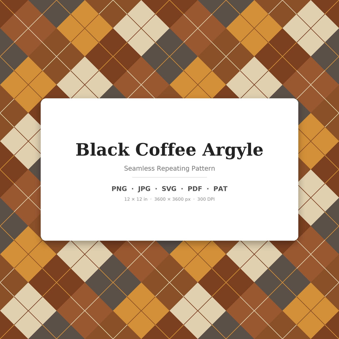 Black Argyle Seamless Pattern | Multi-Color Black Coffee Argyle | .png .jpg .svg .pdf .pat | Digital Paper | Fabric & Surface Design