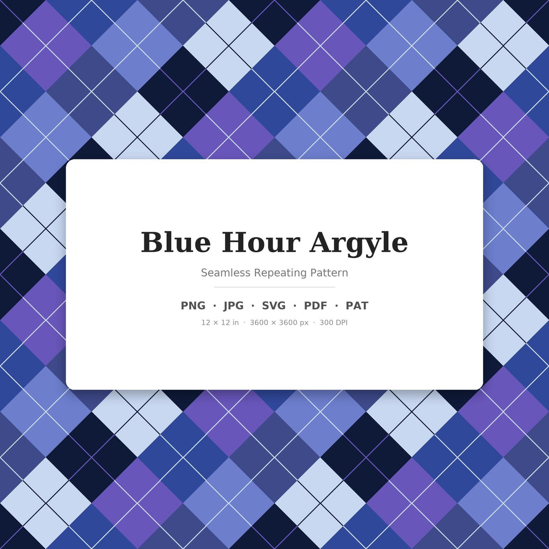 Blue Hour Argyle Digital Paper for Twilight Craft Projects, Seamless Dusk Diamond Lattice for Fabric and Scrapbooking