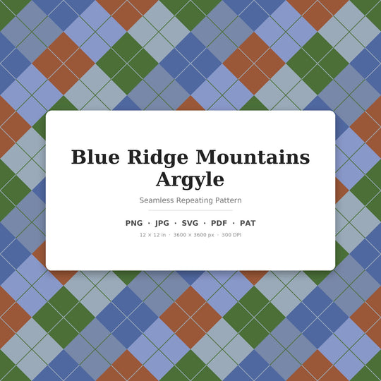 Blue Ridge Mountains Argyle seamless pattern set — main preview