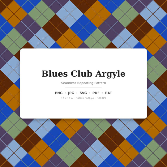 Blues Club Argyle seamless pattern set — main preview