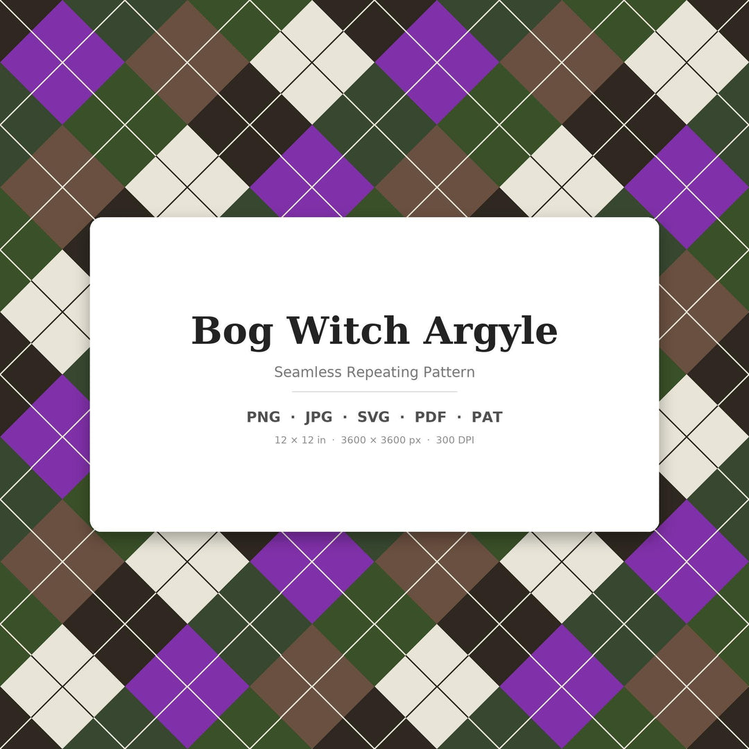 Bog Witch Argyle Digital Paper for Witchy Craft Projects, Seamless Mossy Diamond Check for Fabric and Scrapbooking