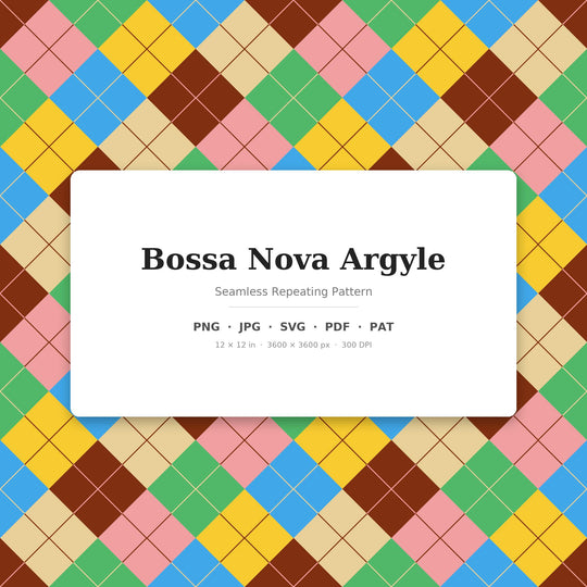 Bossa Nova Argyle seamless pattern set — main preview