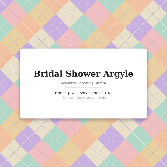 Bridal Shower Argyle seamless pattern set — main preview