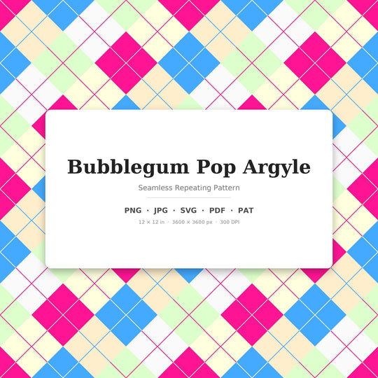 Bubblegum Pop Argyle seamless pattern set — main preview